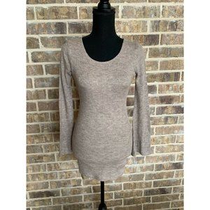 Lovers + Friends Tan Beige Brown long sleeve mini dress size XXS ribbed
